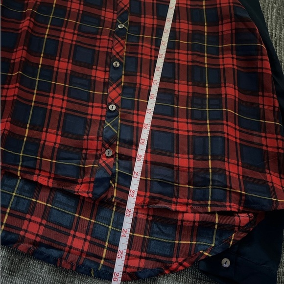✨Blue and red plaid Sheer Top ✨3/$13✨ - Picture 10 of 11